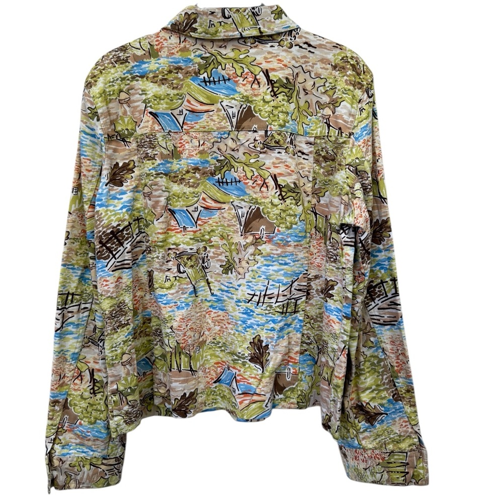Christopher & Banks Watercolor Landscape Scene Jacket size Large - Picture 5 of 8
